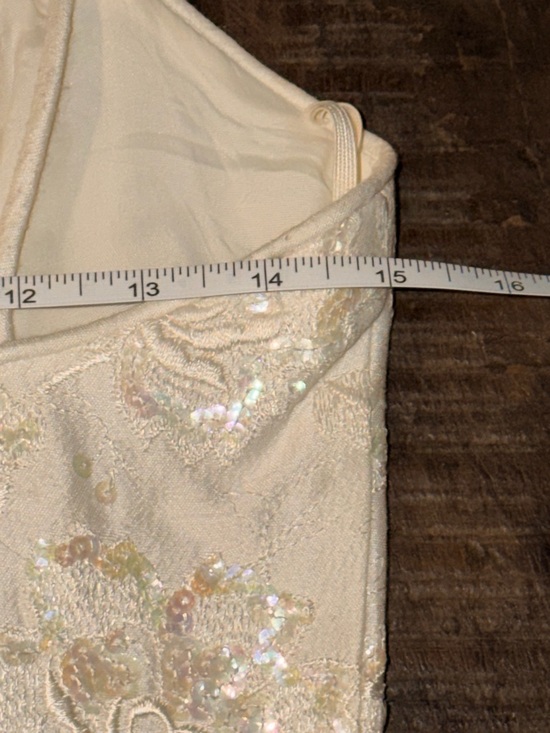 Vintage Jessica McClintock, exquisite Cream Lace & Chiffon-Strap Dress - Picture 9 of 16